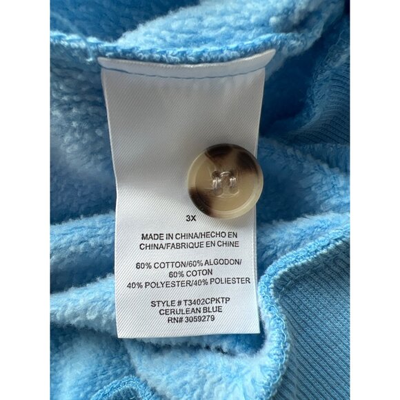 Thread and Supply Fleece Pullover Sweatshirt Plus Sz 3X Long Sleeve Relaxed Blue - Picture 4 of 7